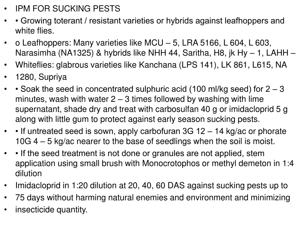 ipm for sucking pests growing toterant resistant