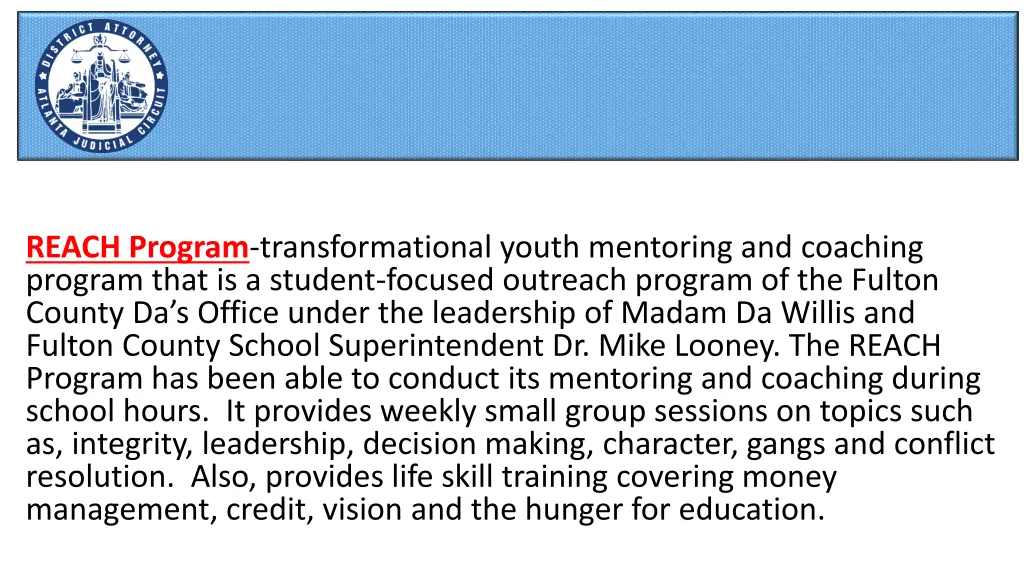 reach program transformational youth mentoring