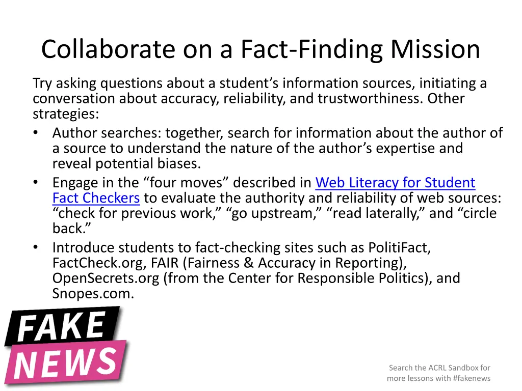 collaborate on a fact finding mission