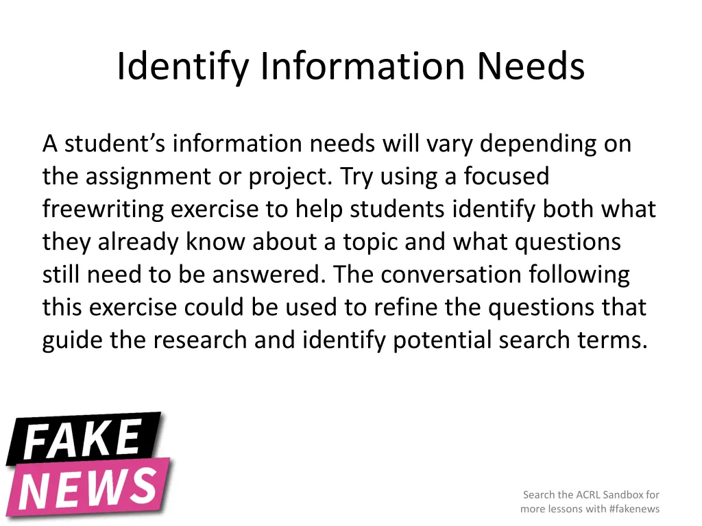 identify information needs