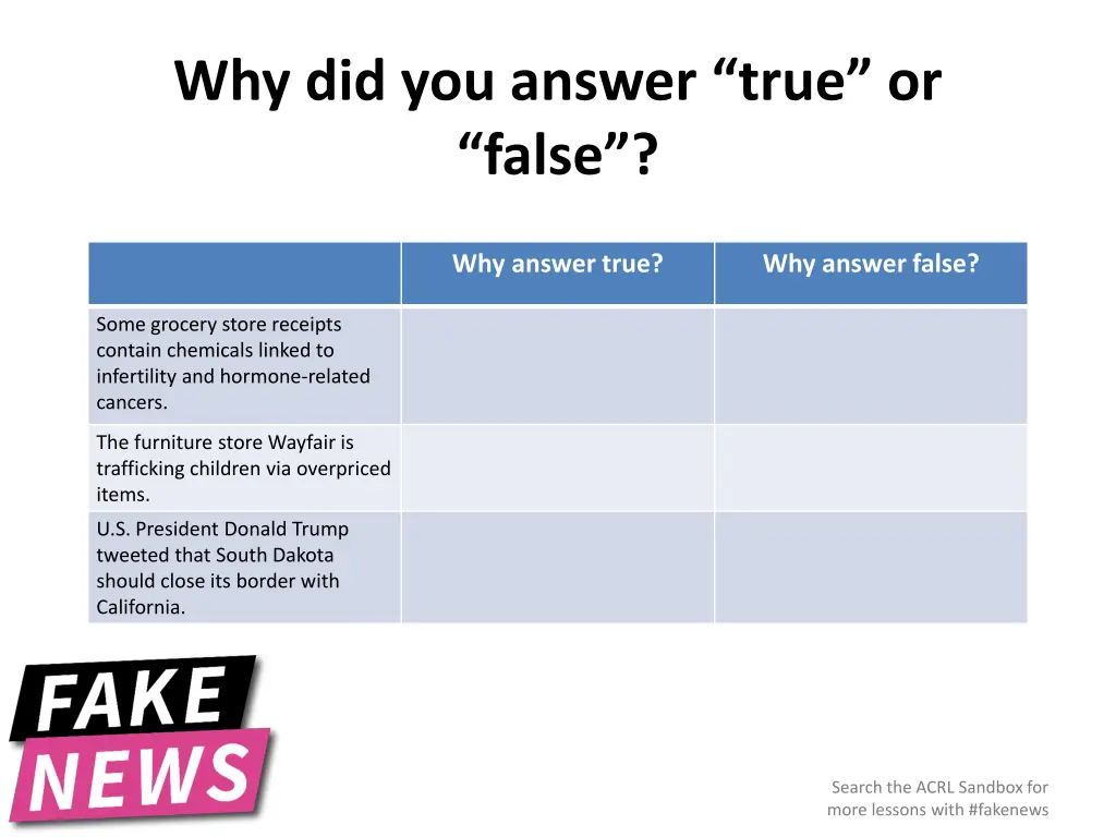 why did you answer true or false