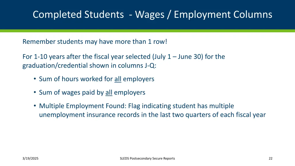 completed students wages employment columns