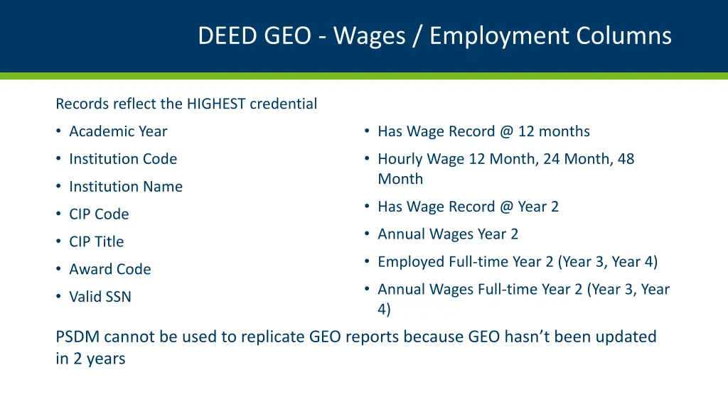 deed geo wages employment columns