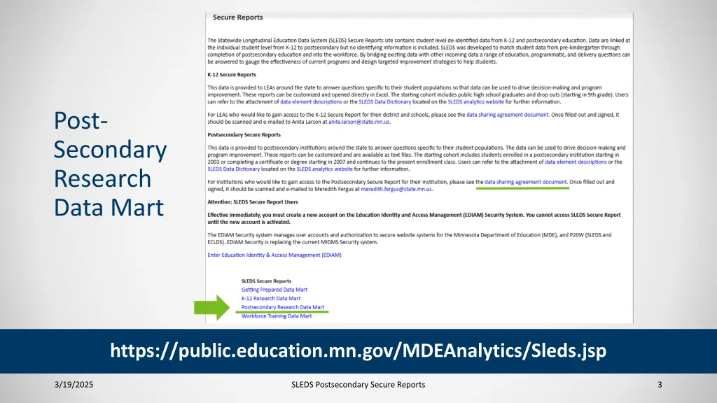 post secondary research data mart