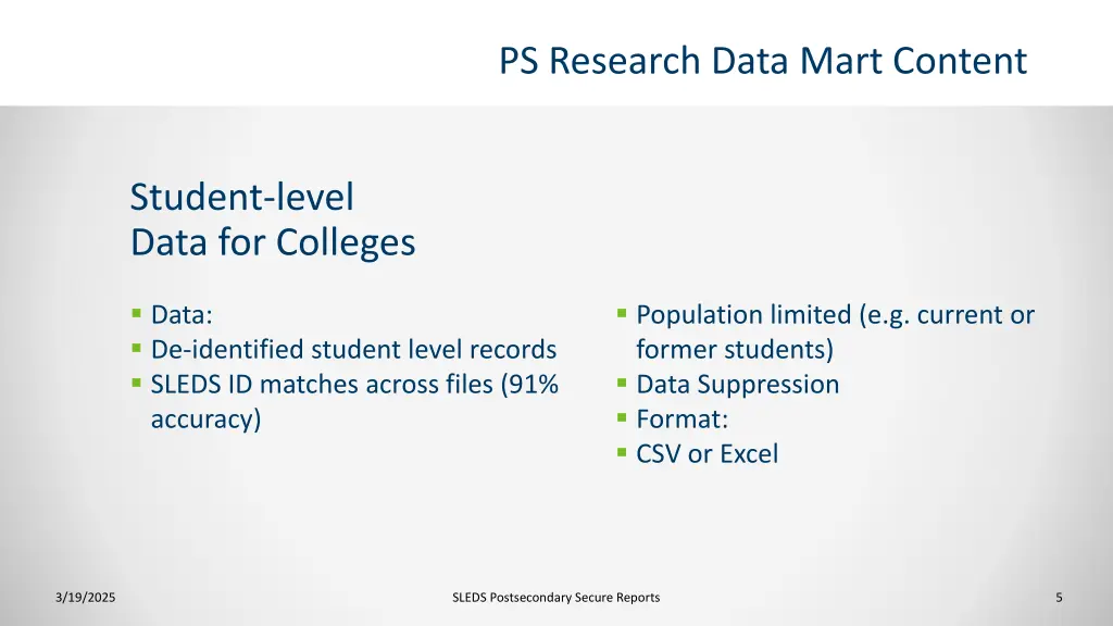 ps research data mart content