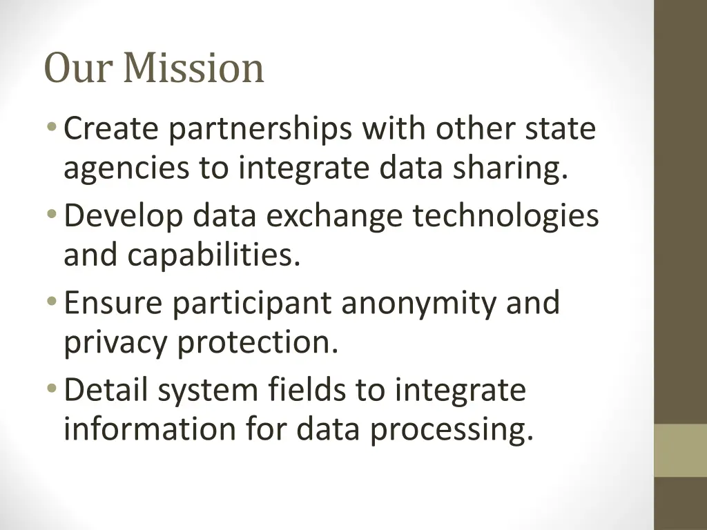 our mission create partnerships with other state