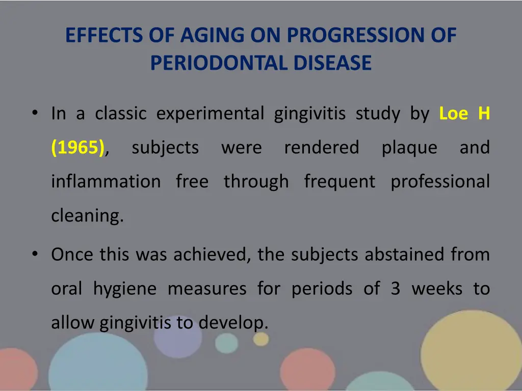 effects of aging on progression of periodontal