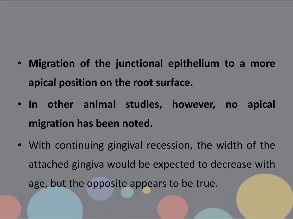 migration of the junctional epithelium to a more