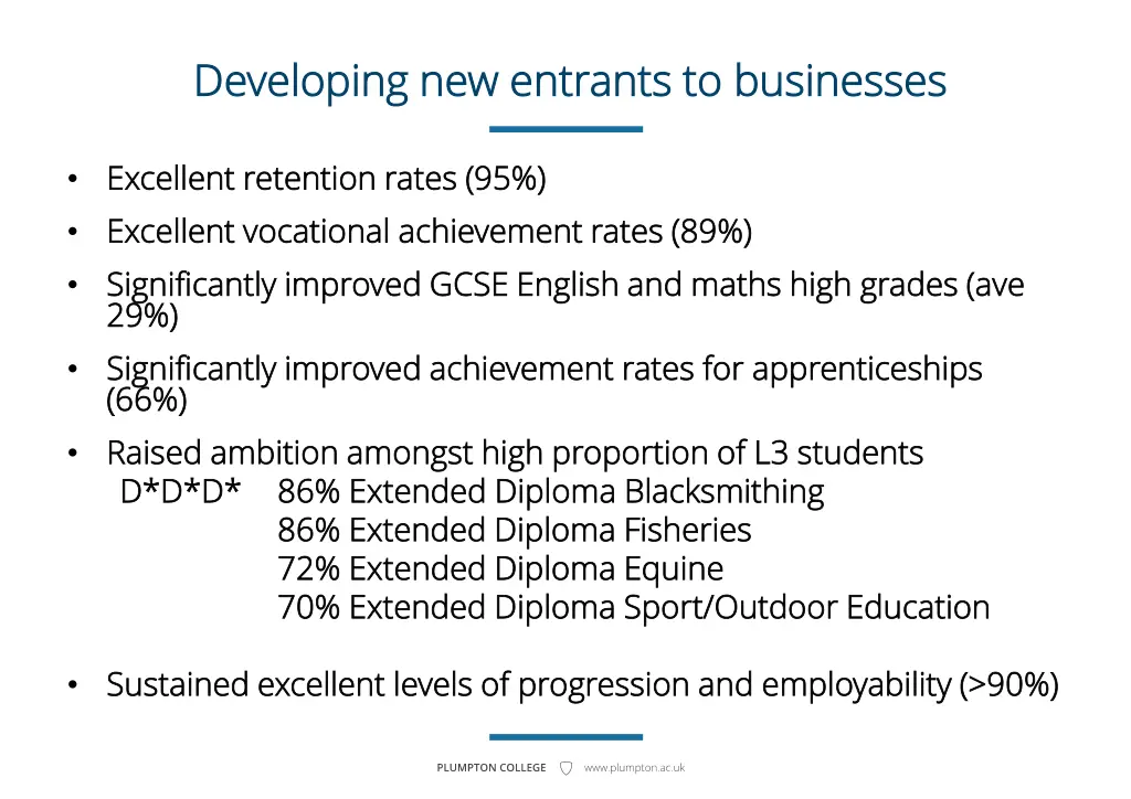 developing new entrants to businesses developing
