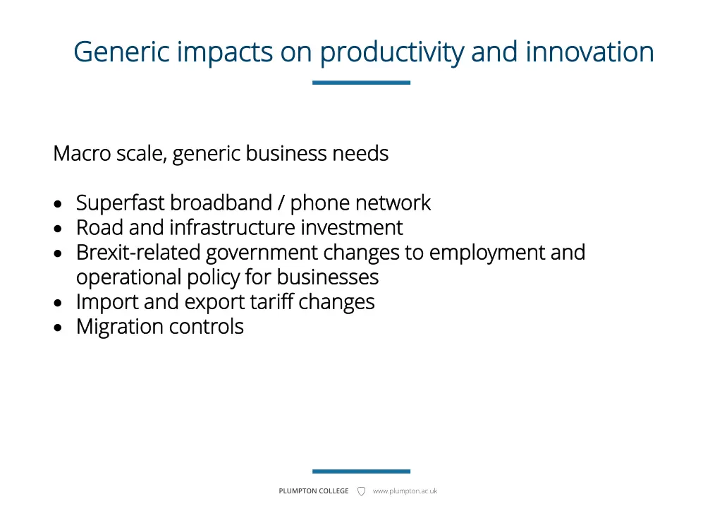 generic impacts on productivity and innovation
