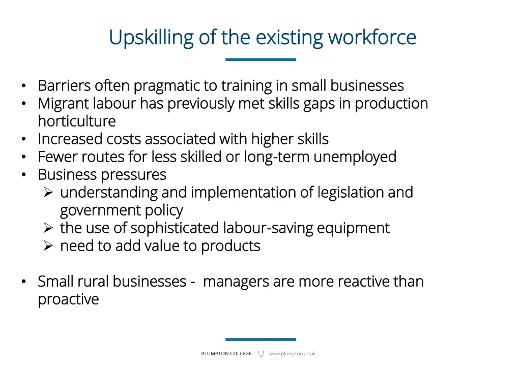 upskilling of the existing workforce upskilling