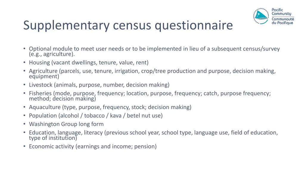 supplementary census questionnaire