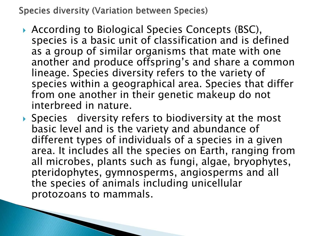 according to biological species concepts