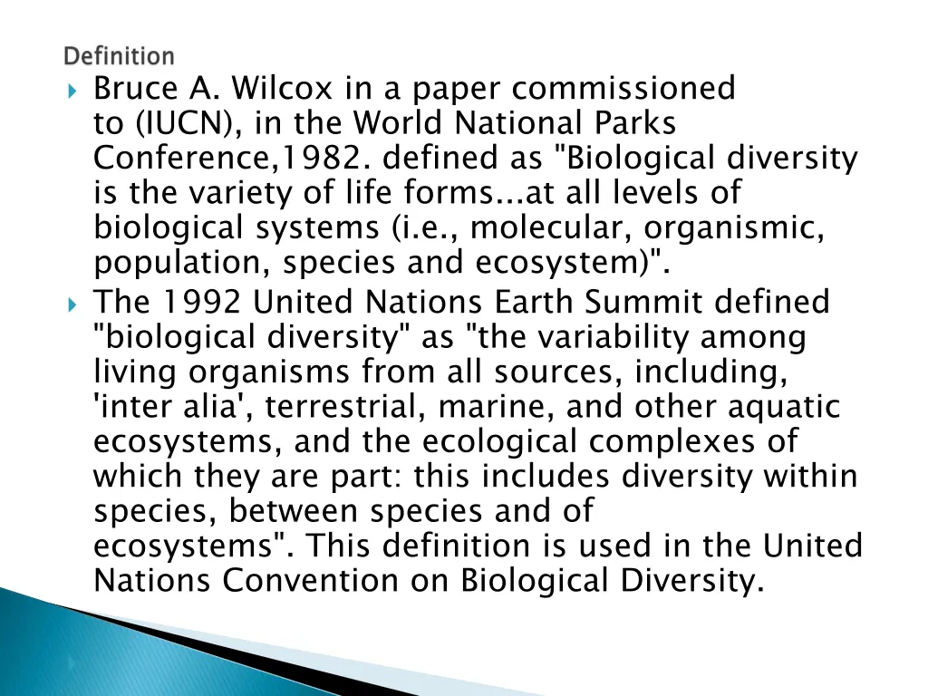 bruce a wilcox in a paper commissioned to iucn