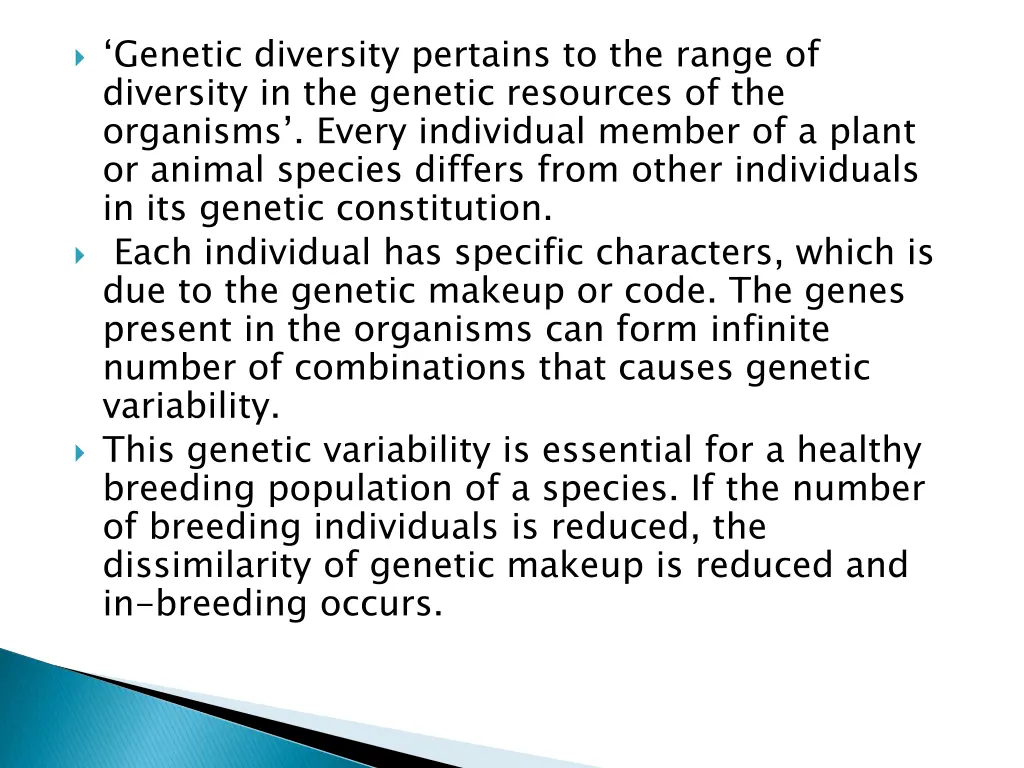 genetic diversity pertains to the range