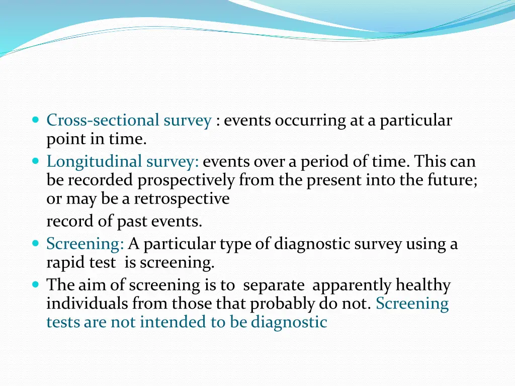 cross sectional survey events occurring