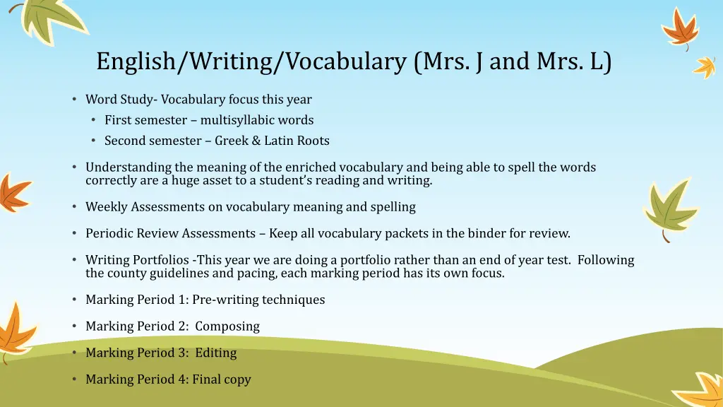 english writing vocabulary mrs j and mrs l