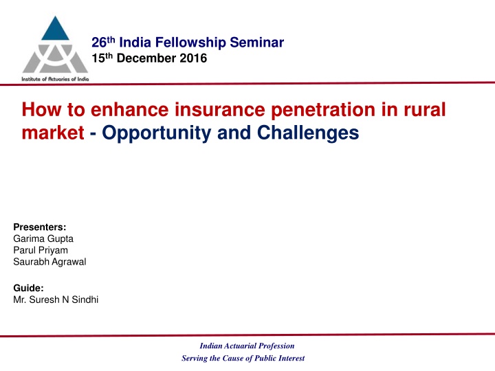 26 th india fellowship seminar 15 th december 2016