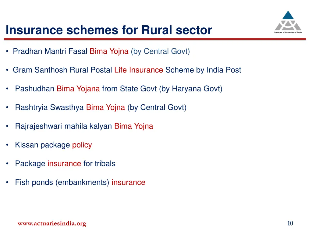 insurance schemes for rural sector