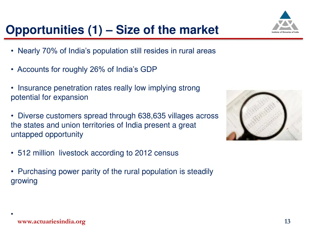 opportunities 1 size of the market