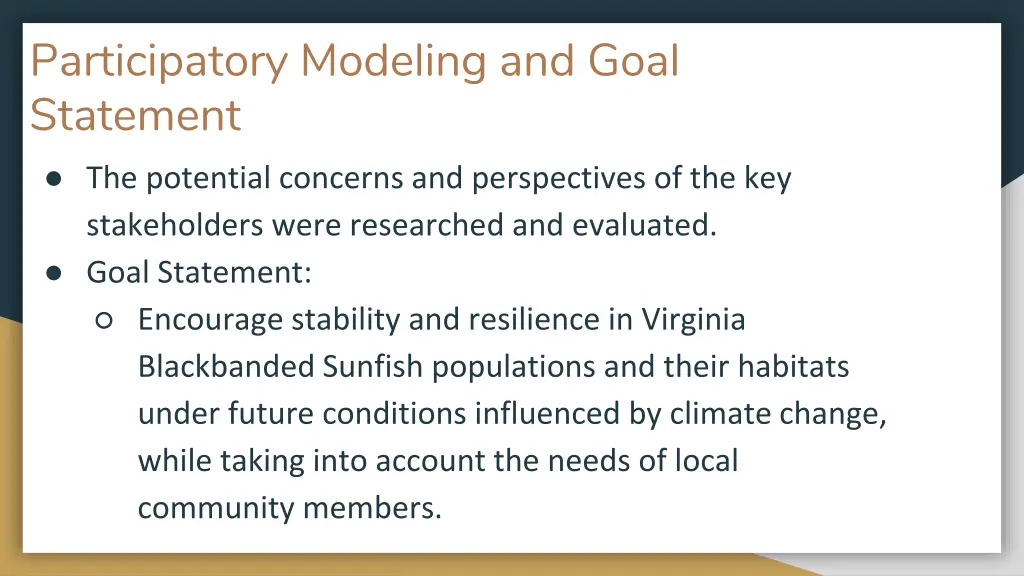 participatory modeling and goal statement