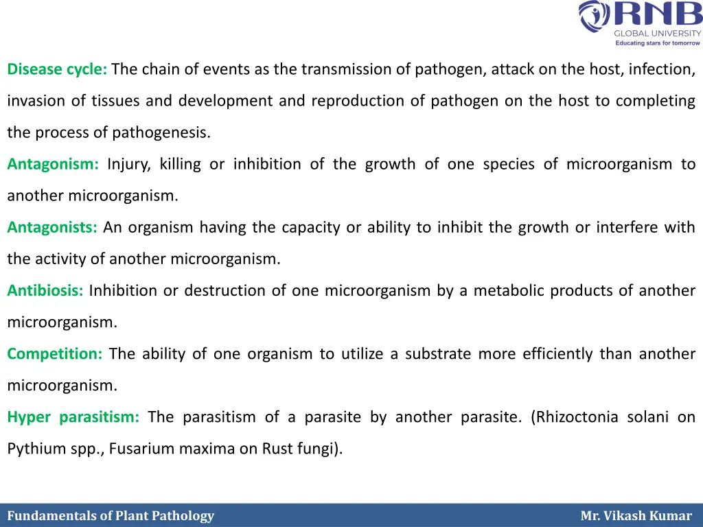disease cycle the chain of events