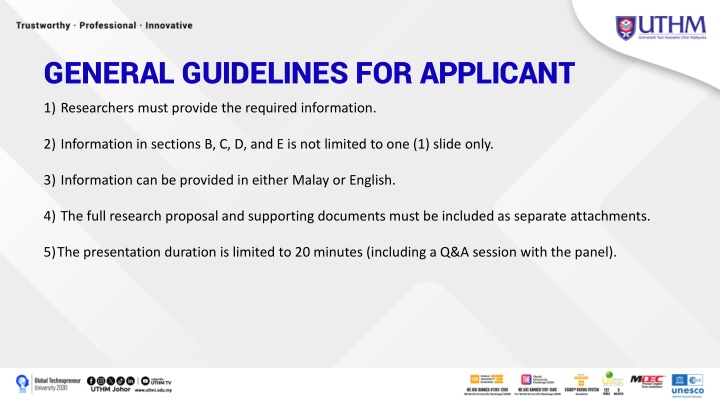 general guidelines for applicant