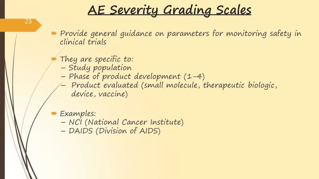 ae severity grading scales