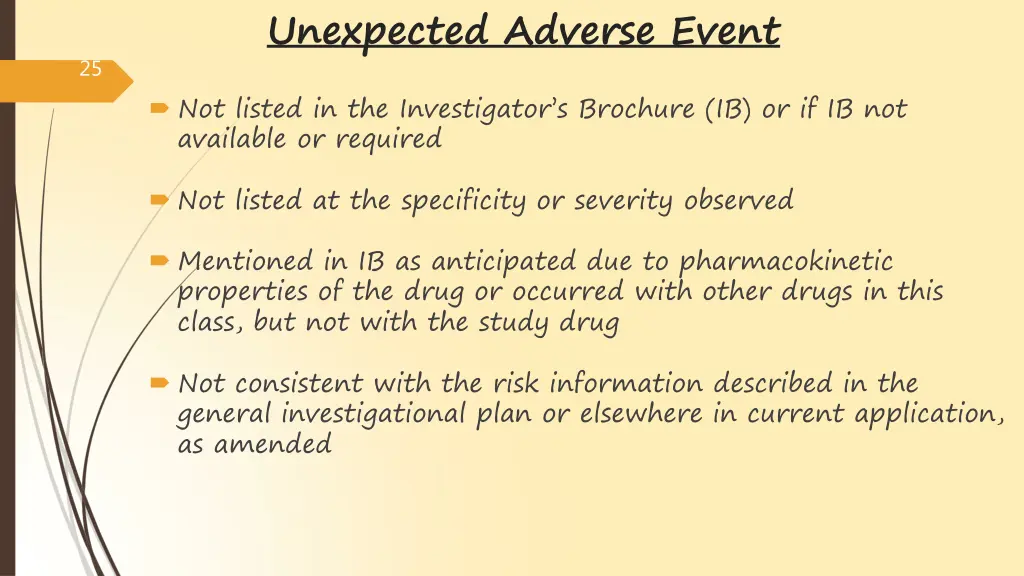 unexpected adverse event