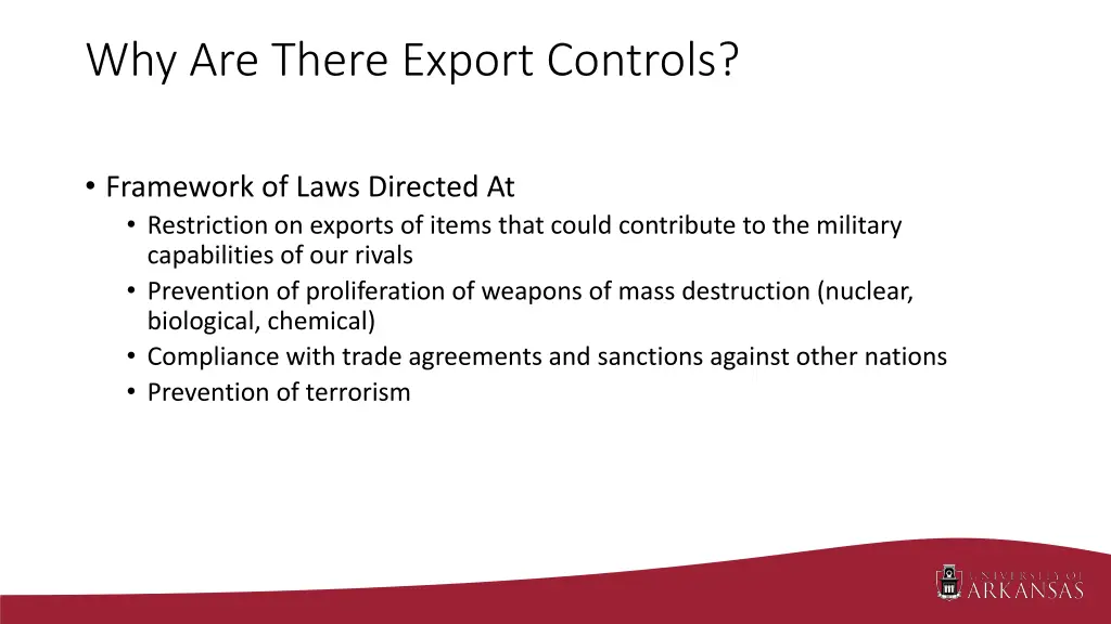 why are there export controls