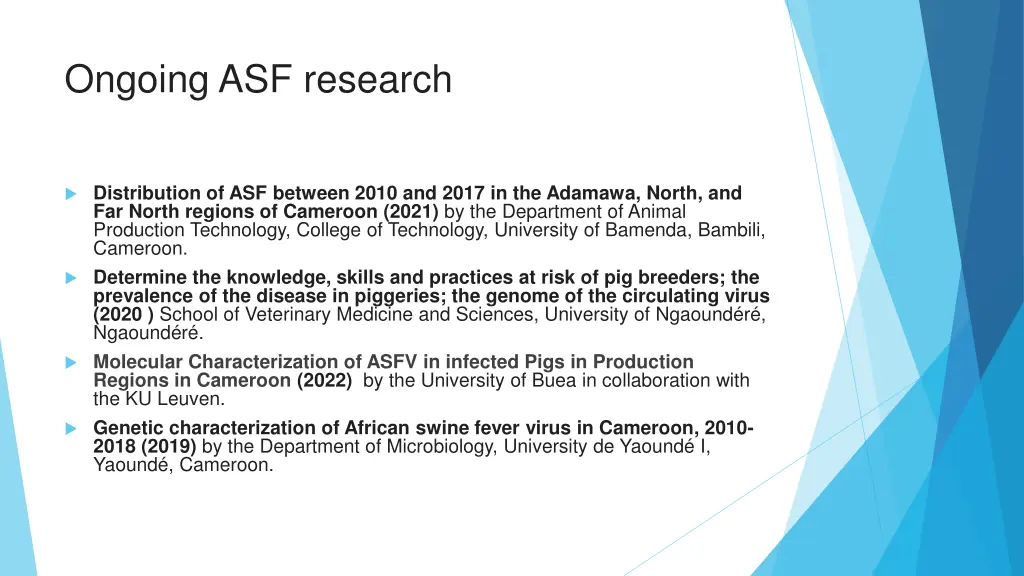 ongoing asf research