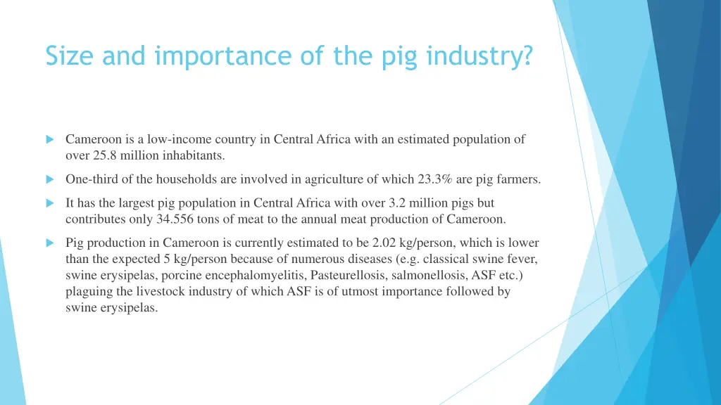 size and importance of the pig industry
