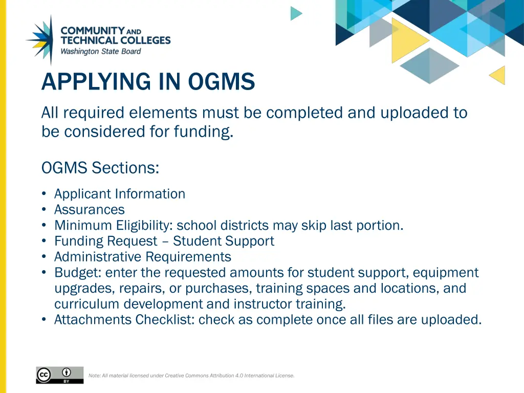 applying in ogms all required elements must