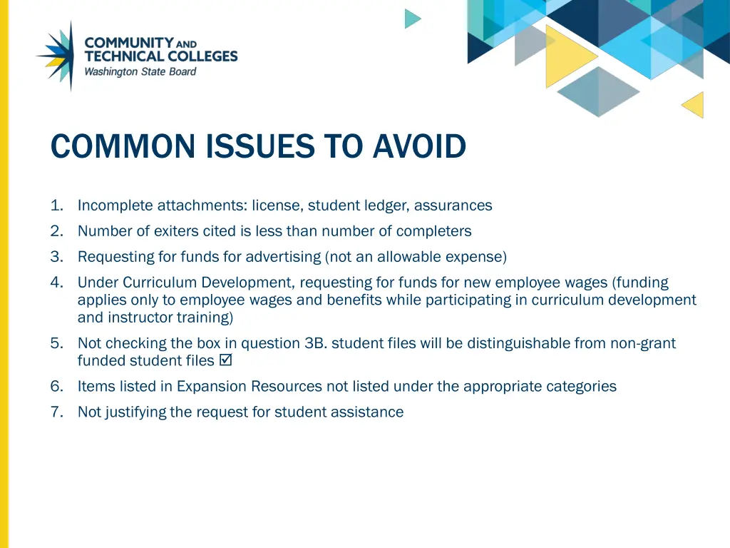 common issues to avoid