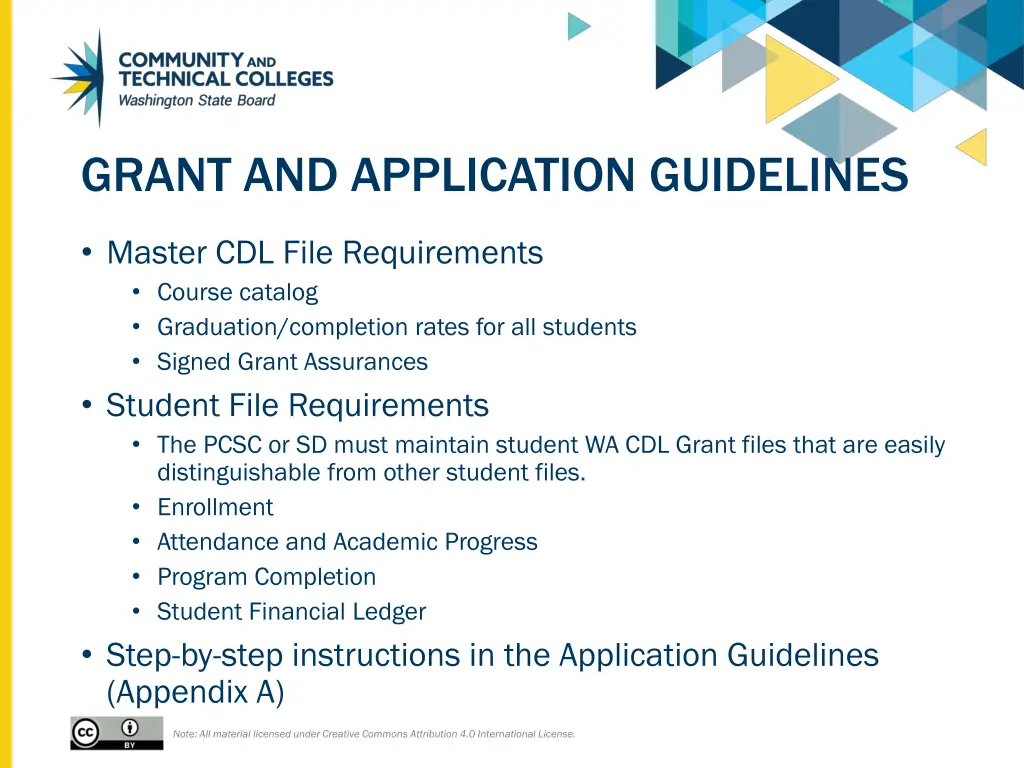 grant and application guidelines