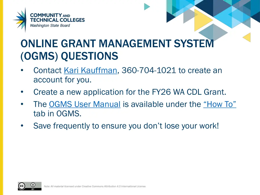 online grant management system ogms questions