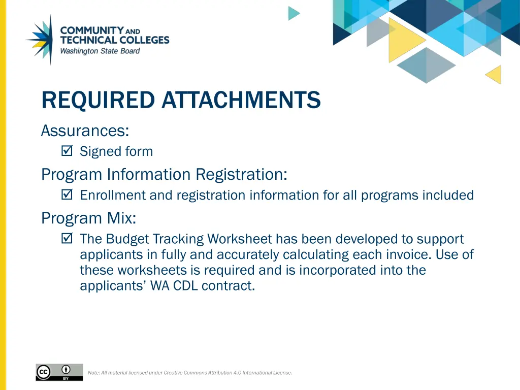 required attachments assurances signed form