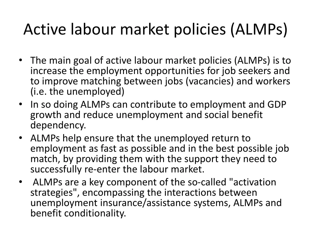 active labour market policies almps