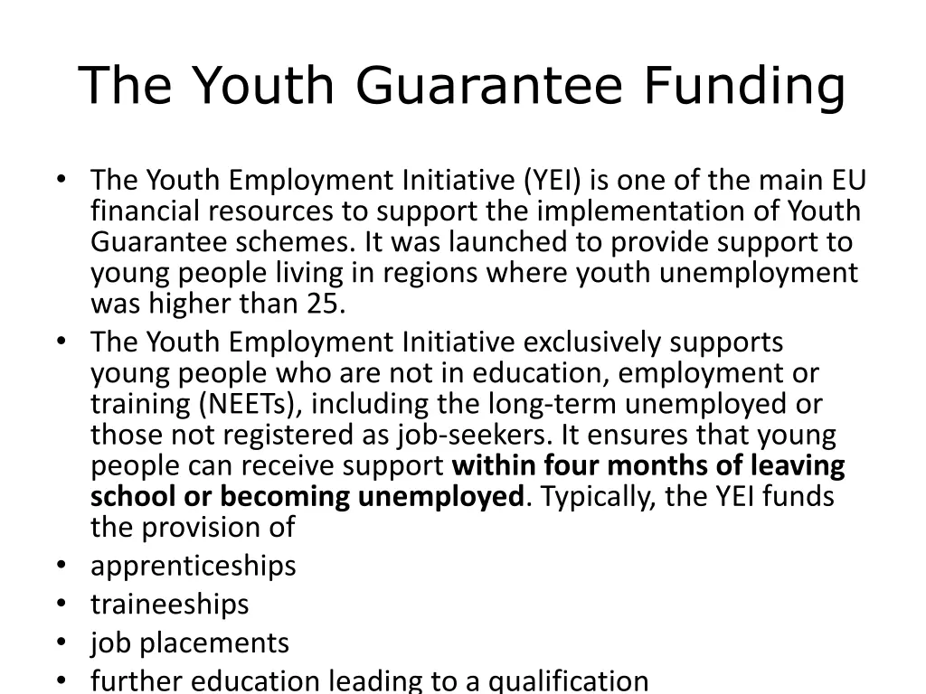 the youth guarantee funding
