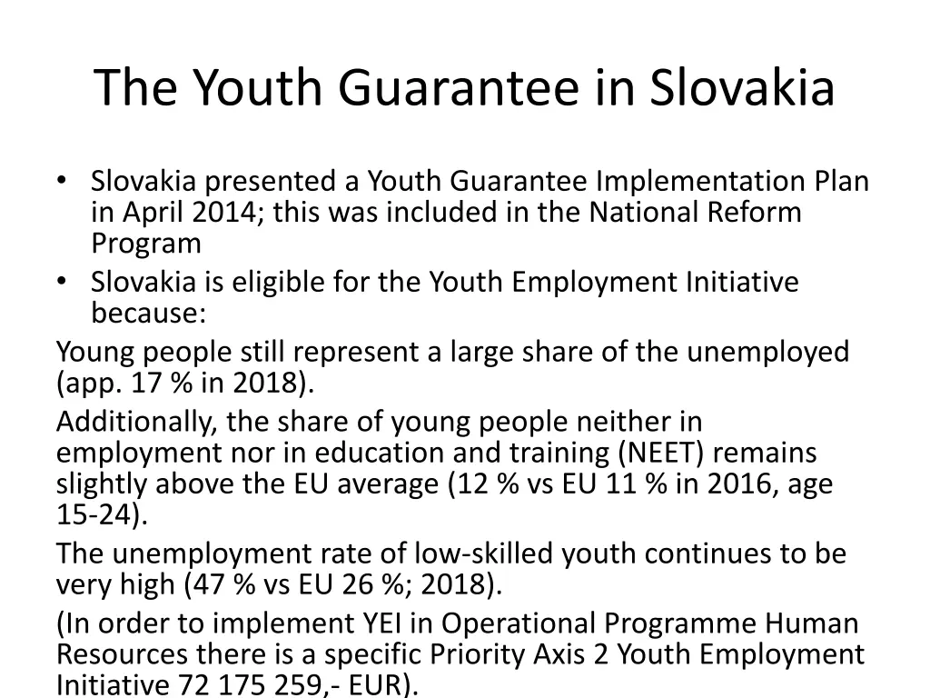 the youth guarantee in slovakia