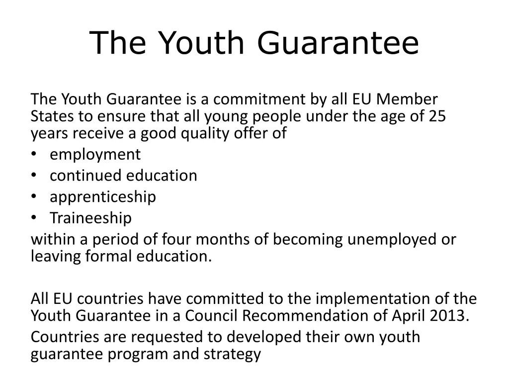the youth guarantee