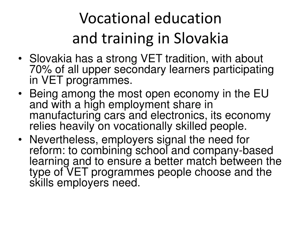 vocational education and training in slovakia