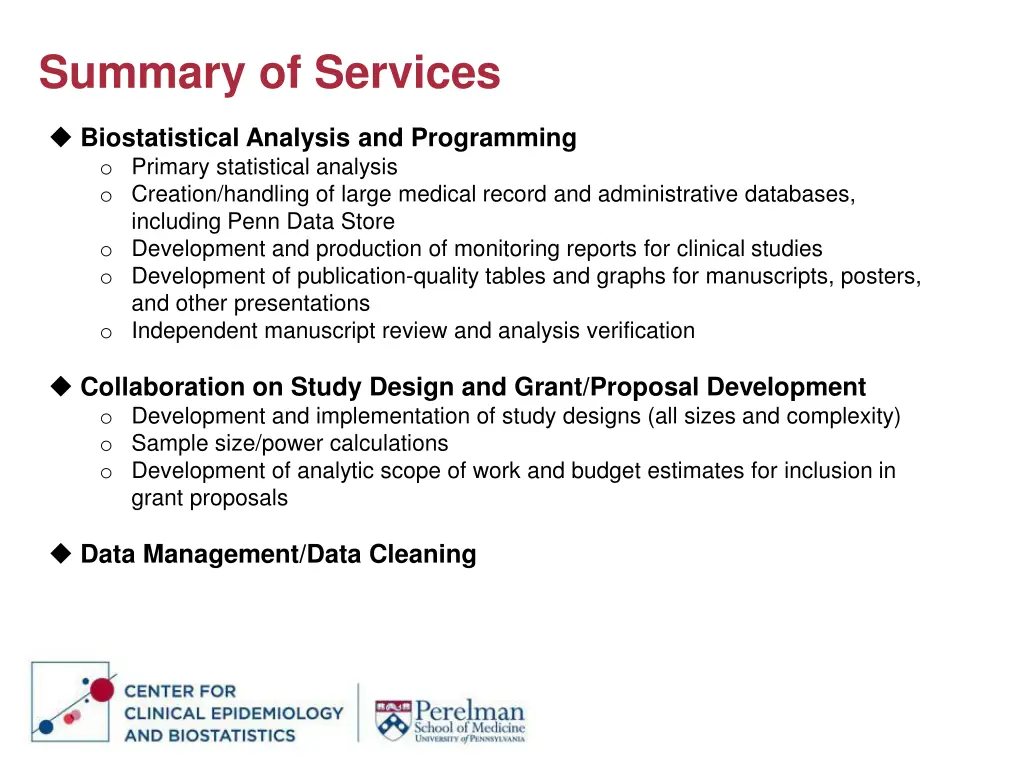 summary of services
