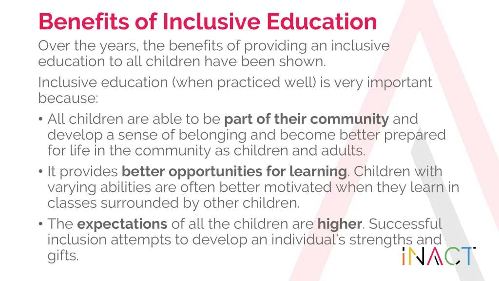 benefits of inclusive education over the years
