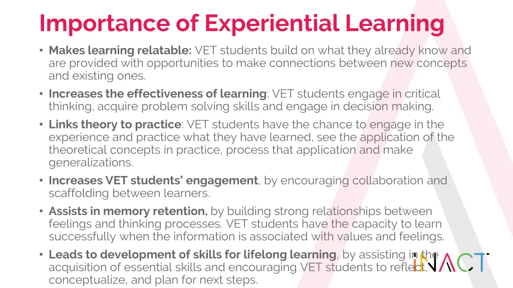 importance of experiential learning