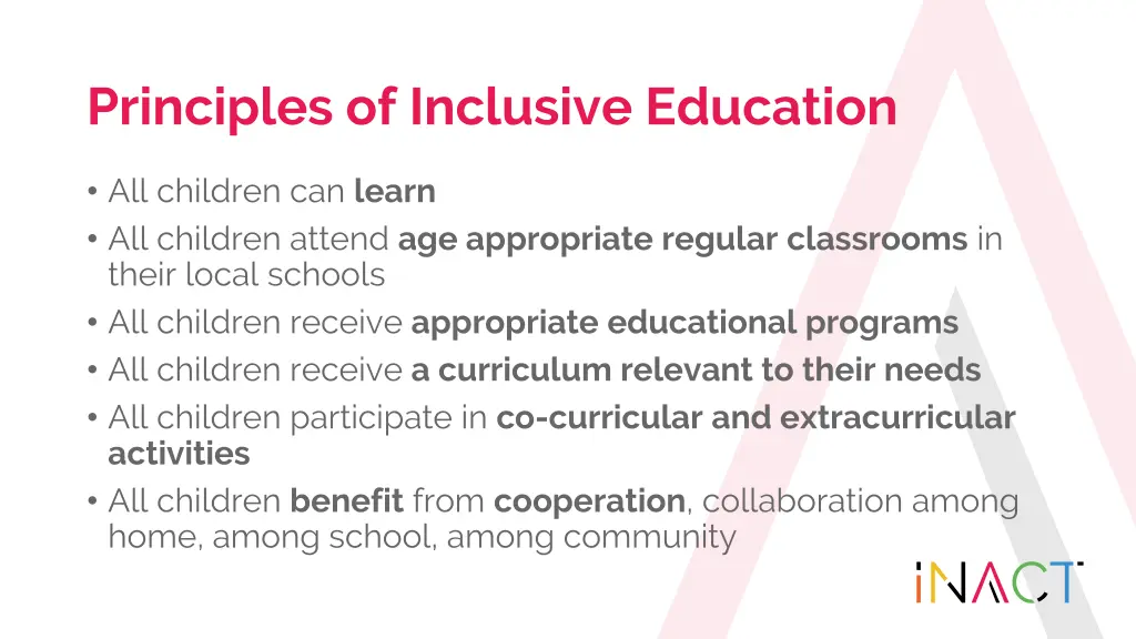 principles of inclusive education