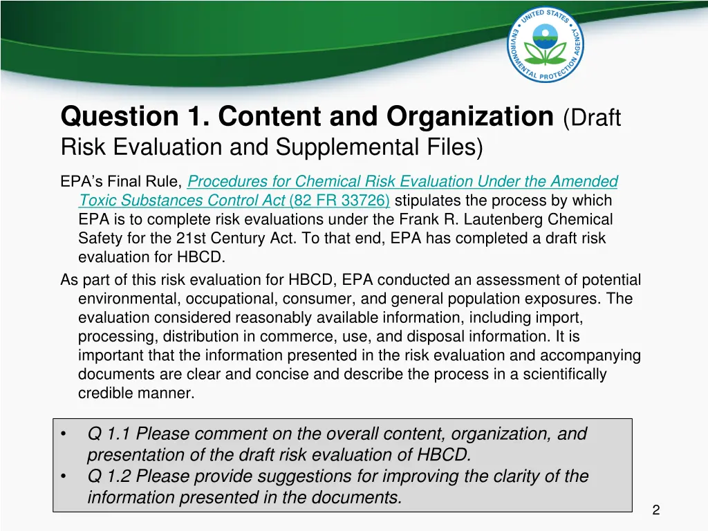 question 1 content and organization draft risk