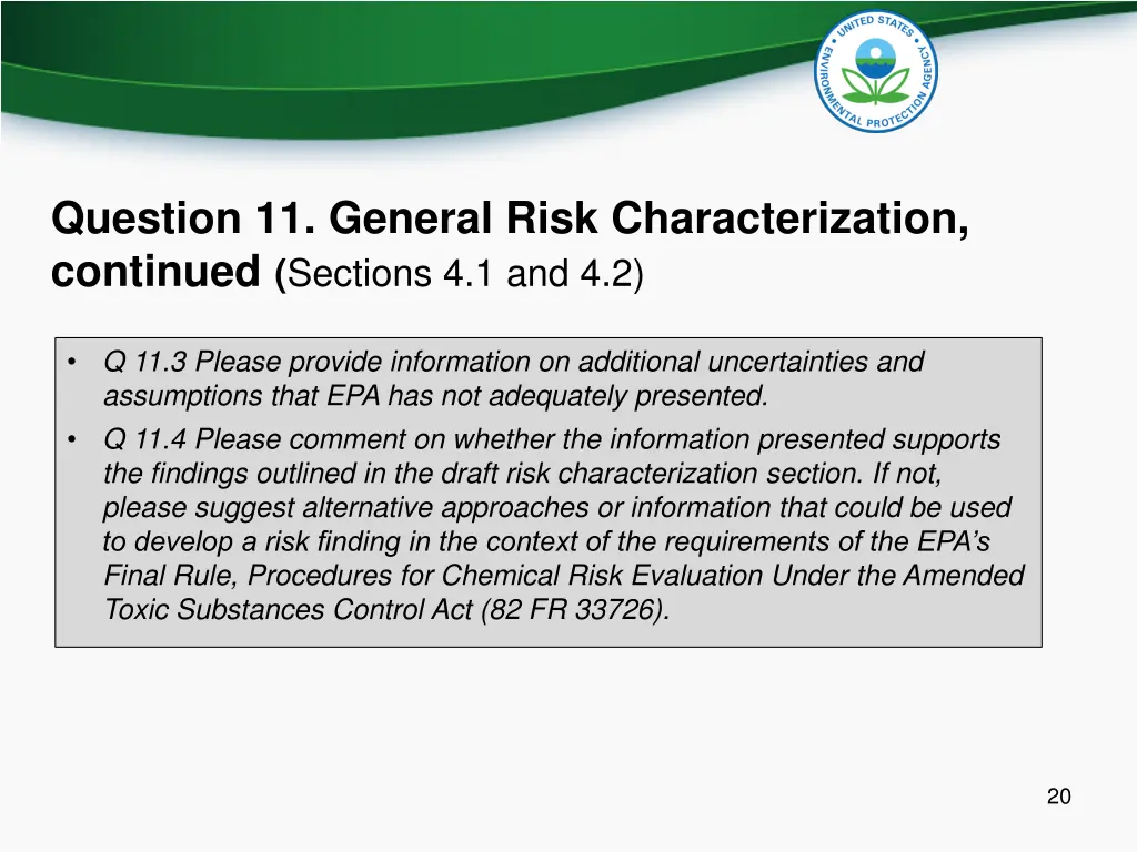 question 11 general risk characterization 1