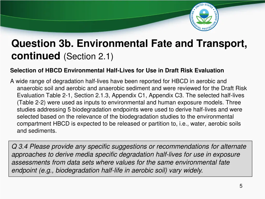 question 3b environmental fate and transport