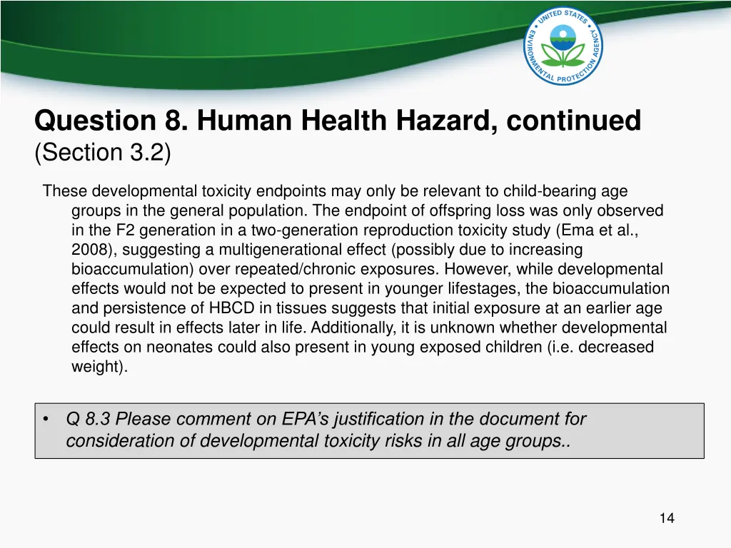 question 8 human health hazard continued section 2
